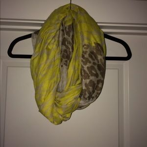 yellow and leopard print infinity scarf